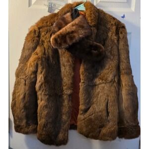 Vintage 70s Natural Rabbit Fur Coat – Made in Korea w/ French Fur, Neck Warmer